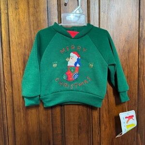 NWT Vintage Baby Christmas Crewneck Sweater Size 6/9 Months Green deadstock